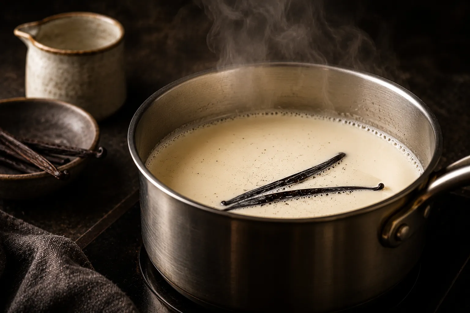 Step 2 of 9: Heat the cream — Crème Brûlée