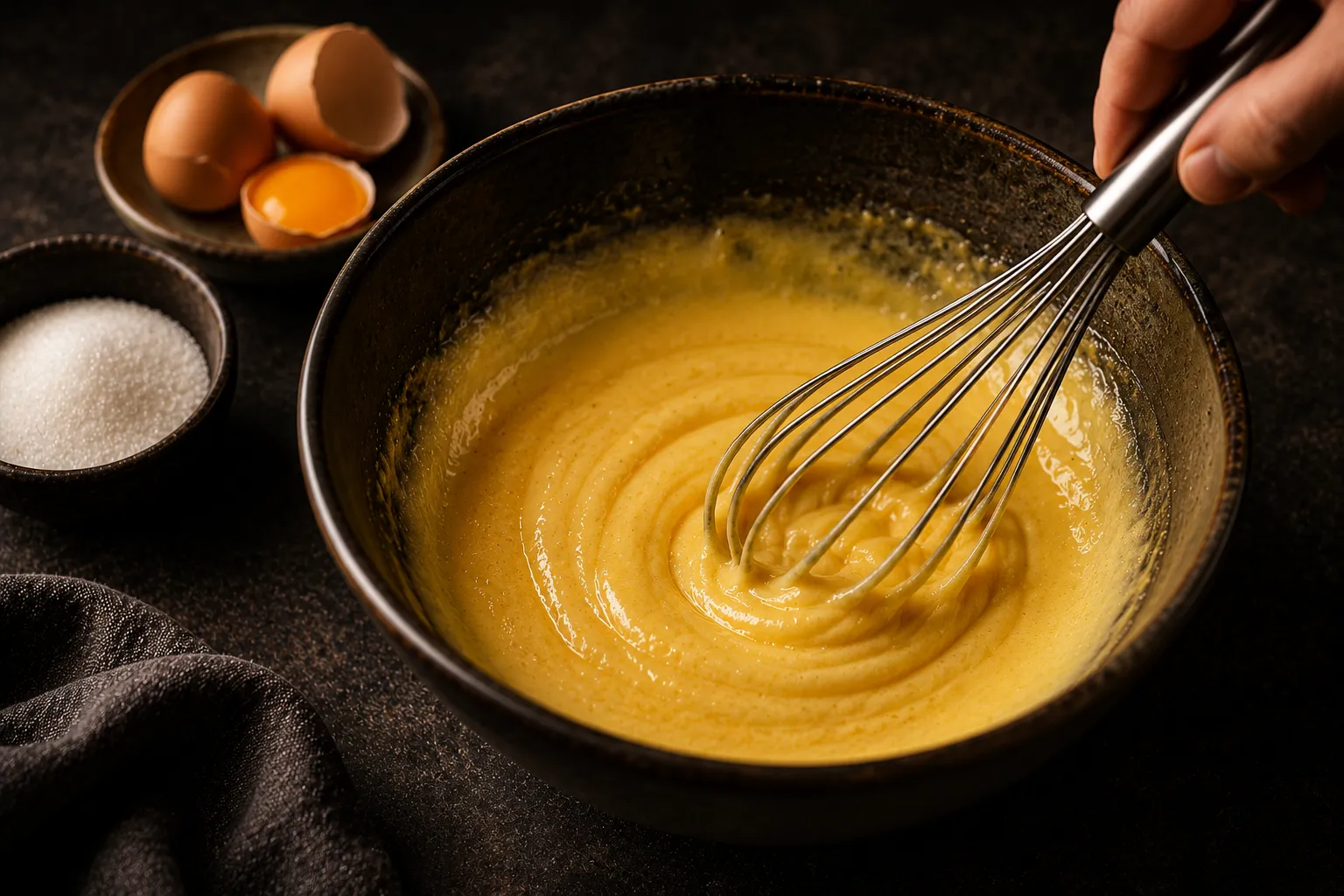 Step 3 of 9: Whisk yolks — Crème Brûlée