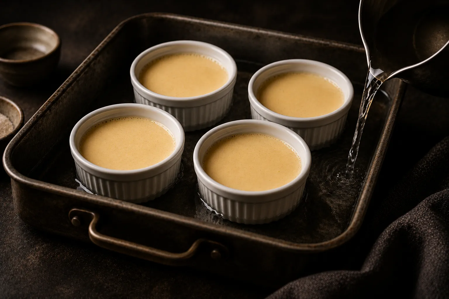 Step 6 of 9: Water bath — Crème Brûlée